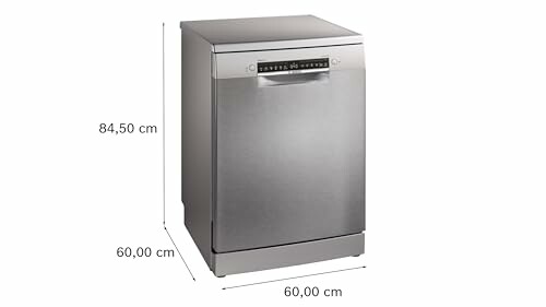 Lavavajillas de acero inoxidable con dimensiones.